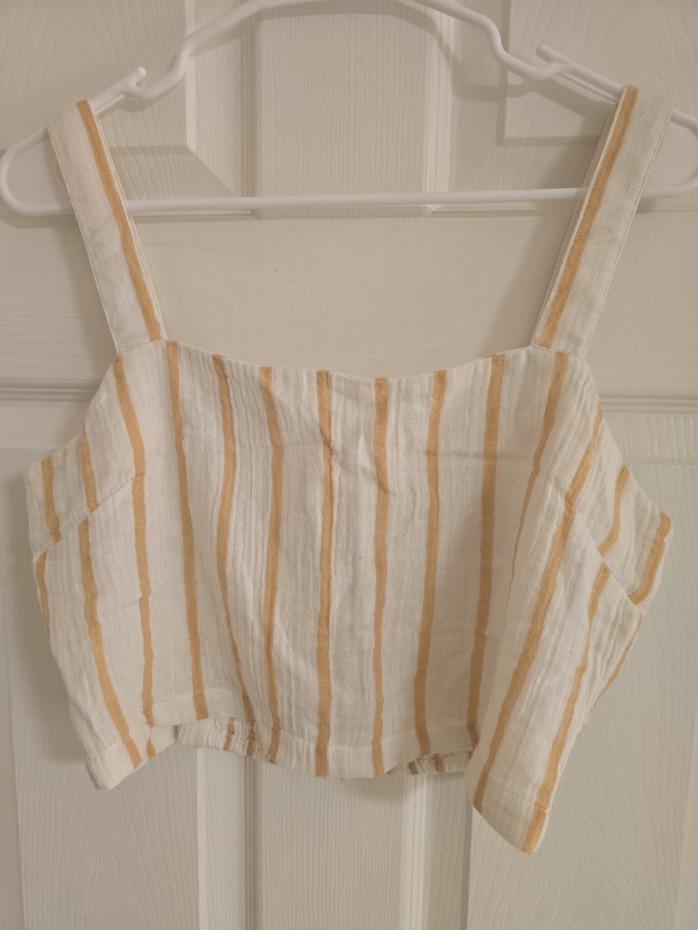 Rip Curl Cream and Mustard-Striped Cropped Tank